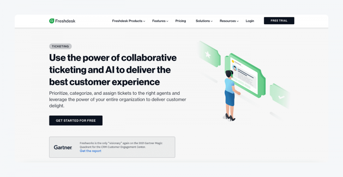 Freshdesk ticketing system homepage