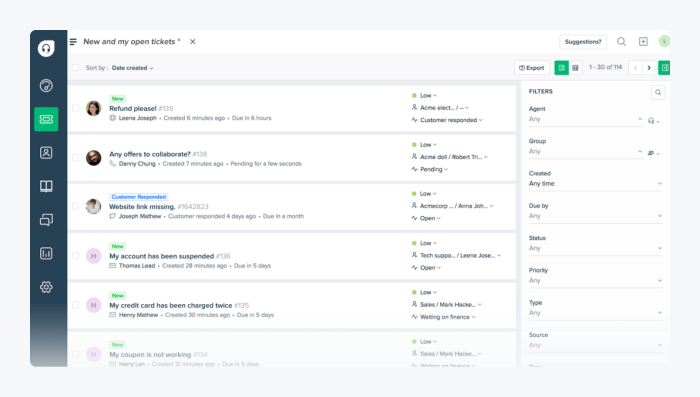 freshworks's ticketing system image shows freshworks's ticketing system