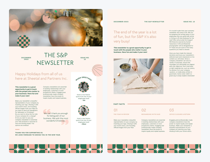 friendly business holiday newsletter example friendly business holiday newsletter example