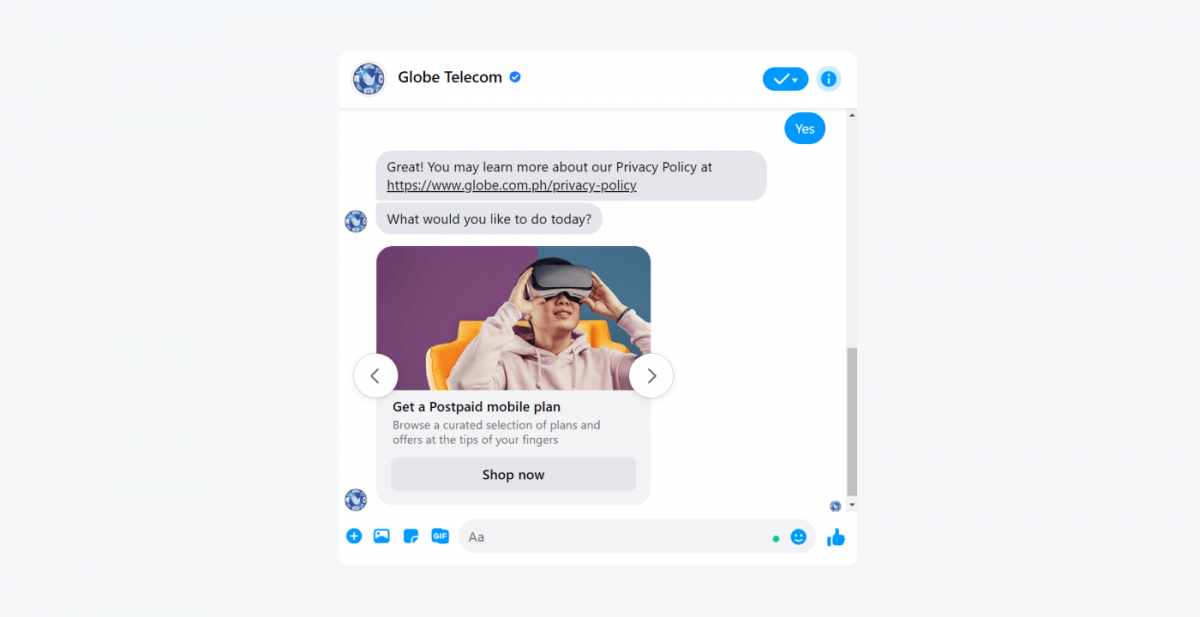 ejemplo de chatbot globe telecom Ejemplo de chatbot de Globe Telecom