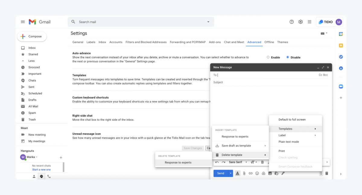 How to delete a template in Gmail