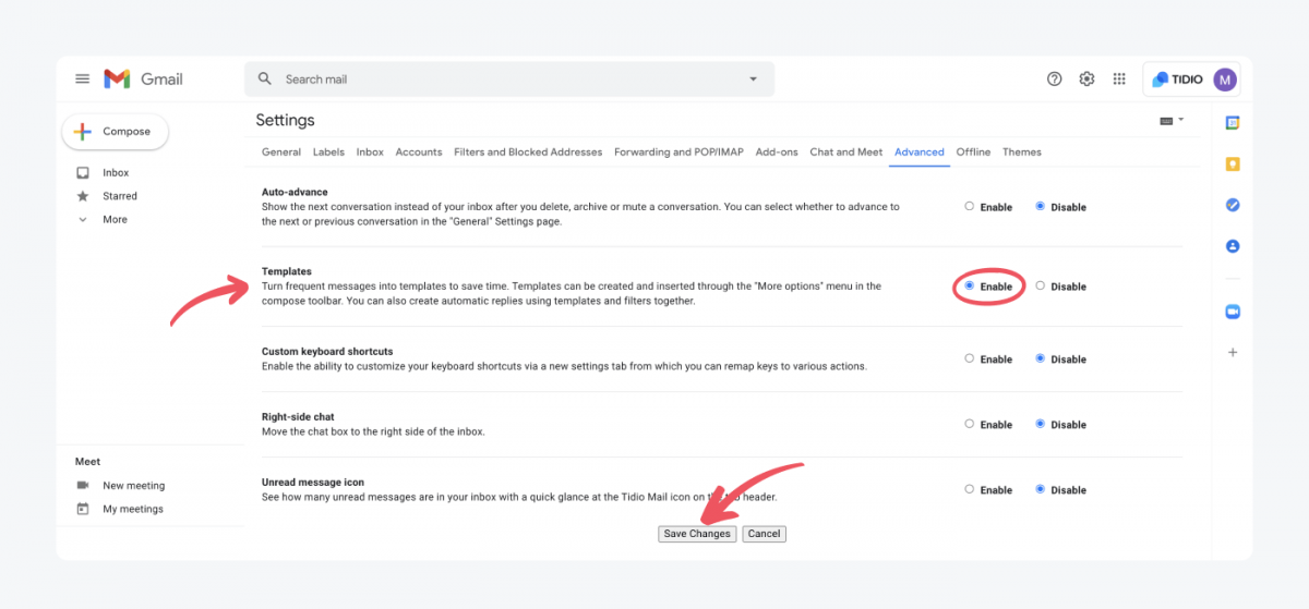How to enable templates in Gmail