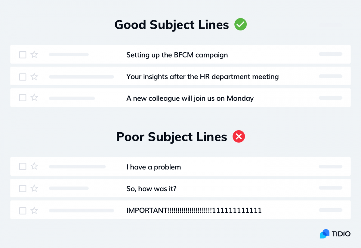 Examples of good and poor email subject lines