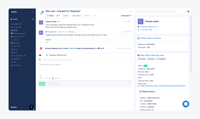 gorgias user panel view gorgias user panel view
