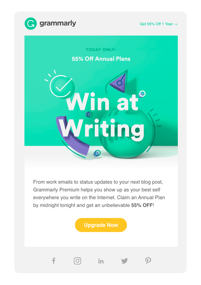 Email design example from Grammarly