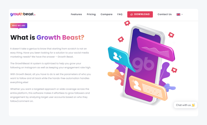 image shows growth best's instagram automation landing page screenshot
