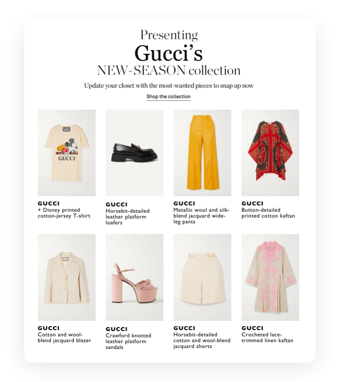 Email design example from Gucci