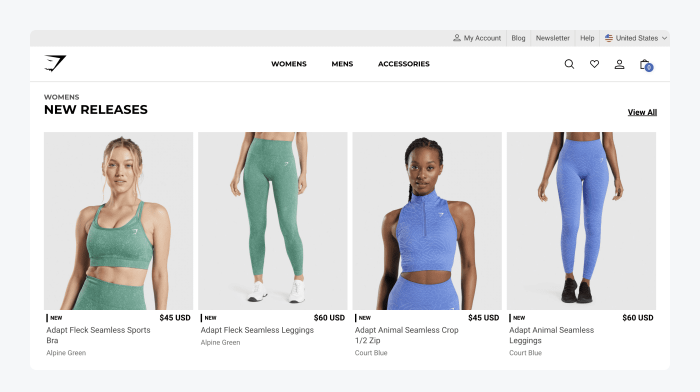 gymshark ejemplo tienda shopify Página principal de Gymshark