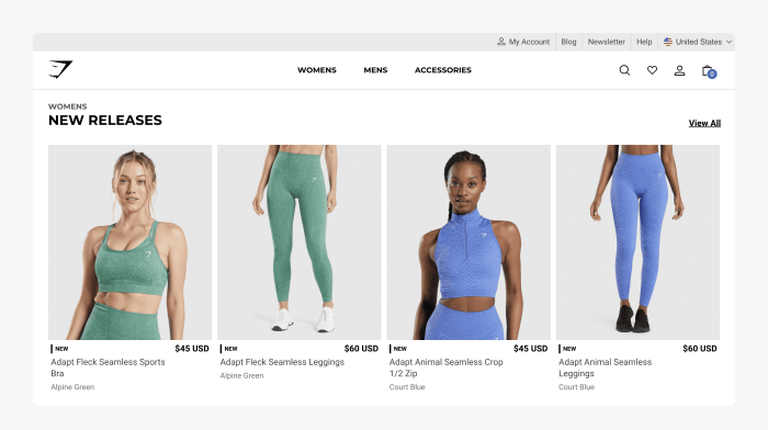 Gymshark's homepage