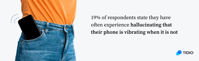 Infographic visualizing that 19% of respondents state they have often experience hallucinating that their phone is vibrating when it is not