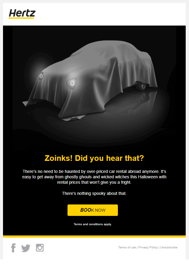 Halloween email from Hertz