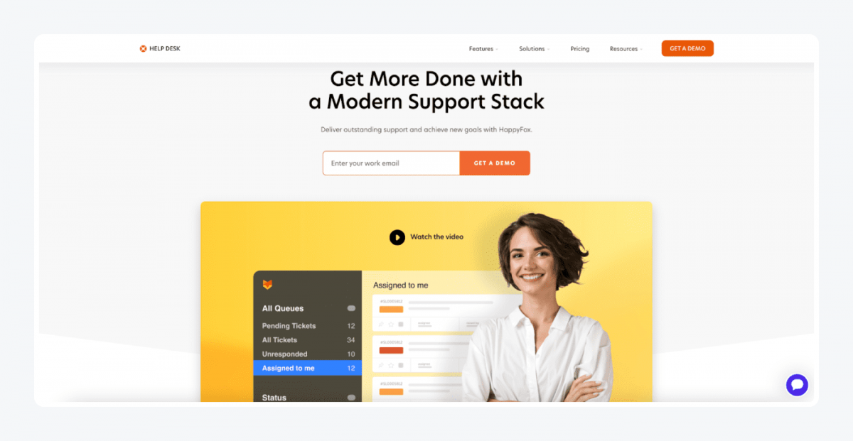 HappyFox Help Desk ticketing system homepage