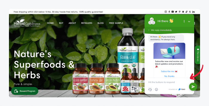 herbal goodness live chat on website sample herbal goodness live chat on website sample