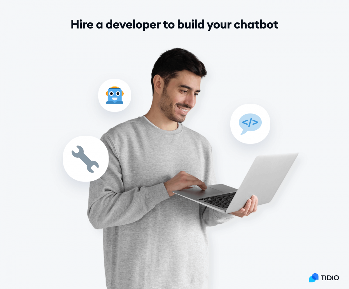 A graphic titled Hire a developer to build your chatbot