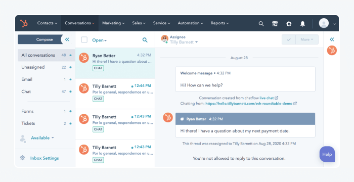 image shows hubspot's user panel