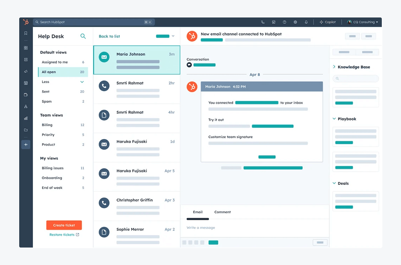 HubSpot platform interface example