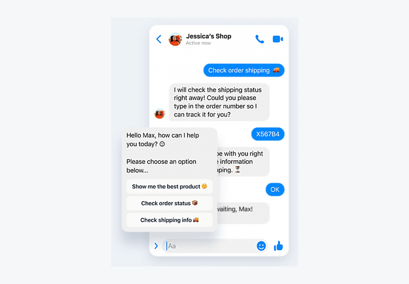 example of Facebook chatbot conversation