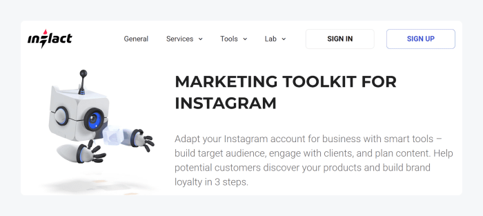 image shows inflact's instagram automation landing page screenshot
