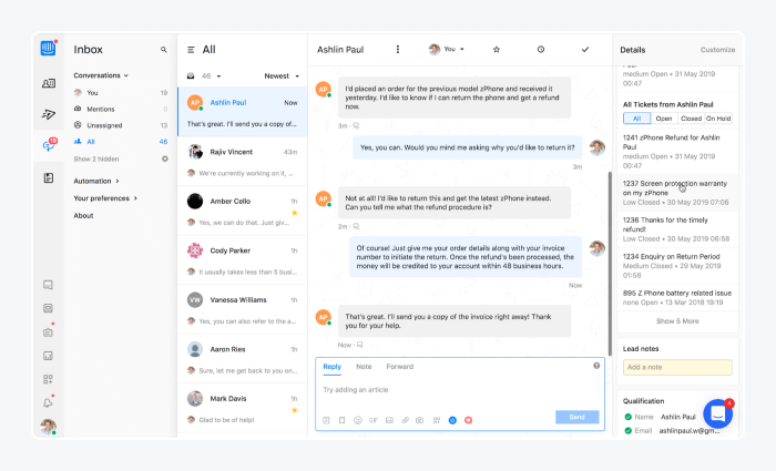intercom's ticketing system image shows intercom's ticketing system