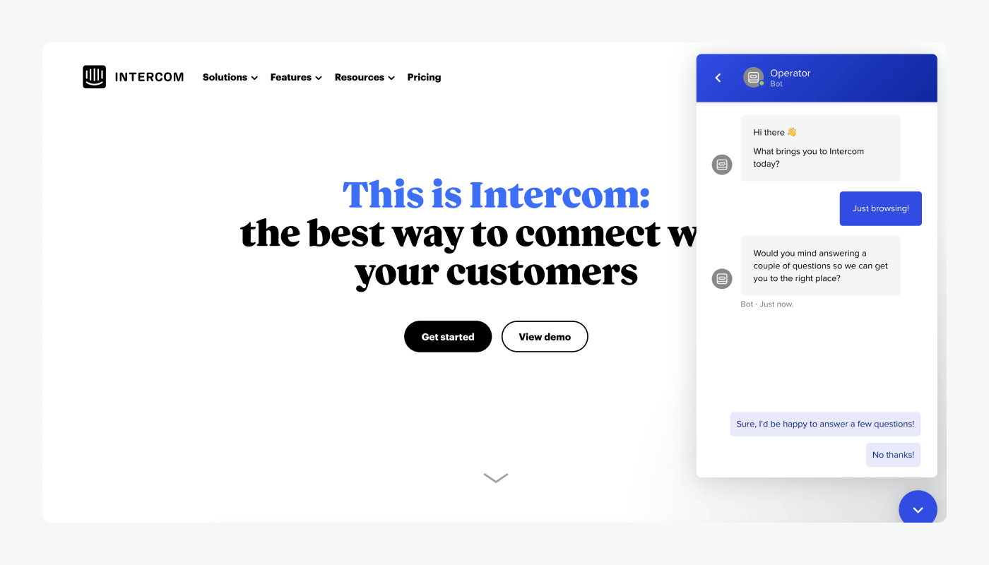 intercom's live chat view intercom's live chat view