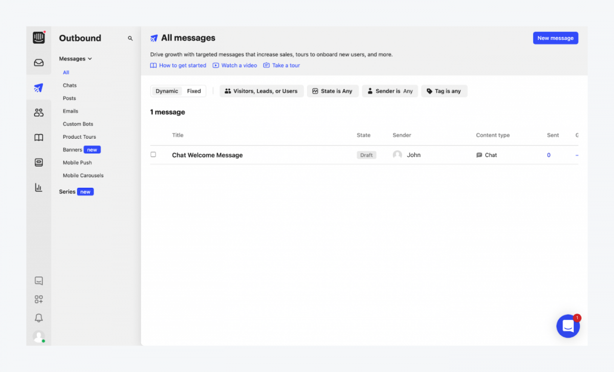 Intercom dashboard