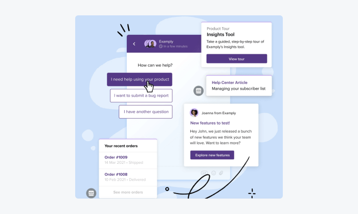 Infographic presenting Intercom's widget features