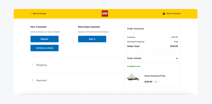 lego settings Issues with the checkout process Lego's approach