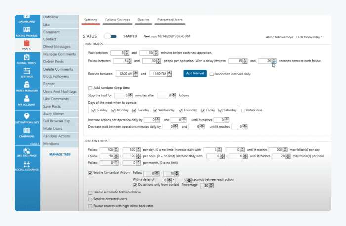 picture shows jarvee settings panel 