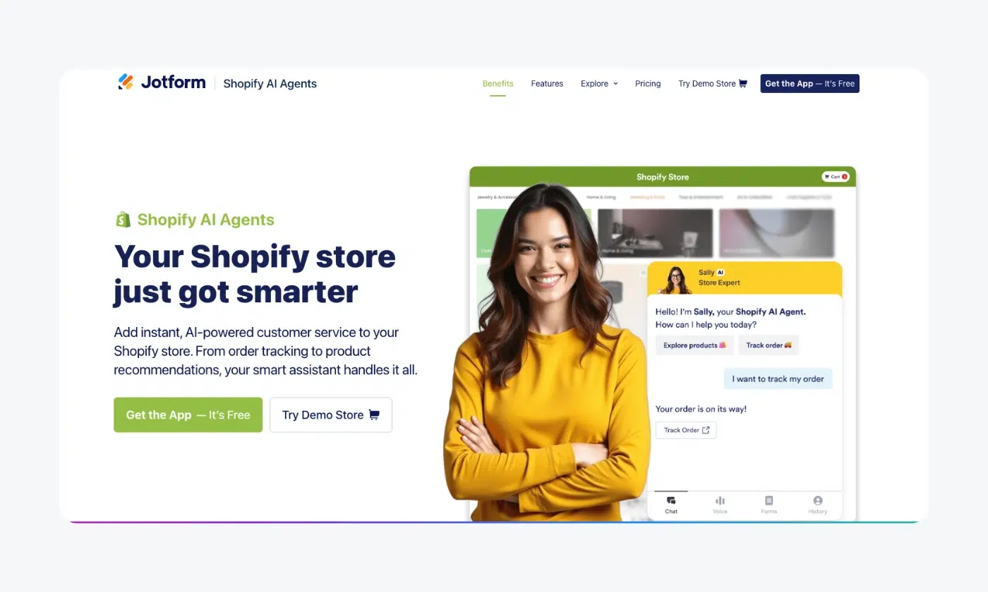 a screenshot of Jotform Shopify AI Chatbots