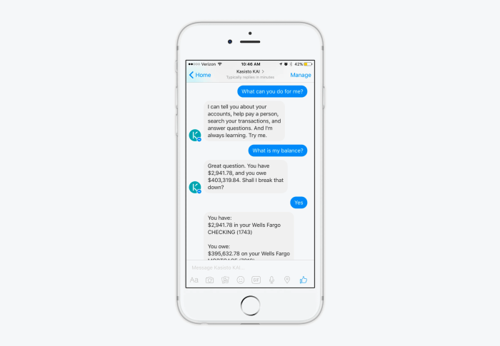 Kasisto's finance bot sample Kasisto's finance bot sample