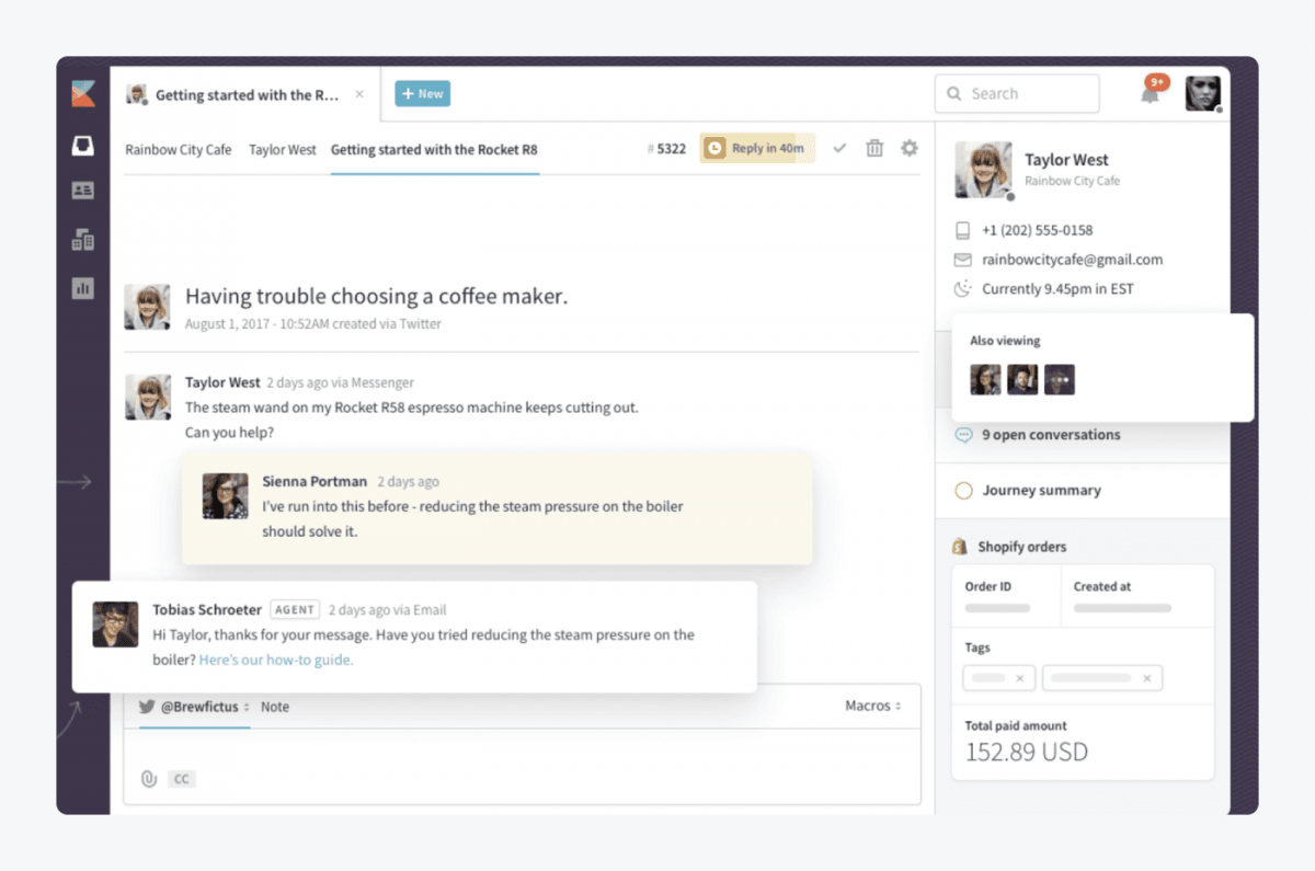 Kayako ticketing system dashboard
