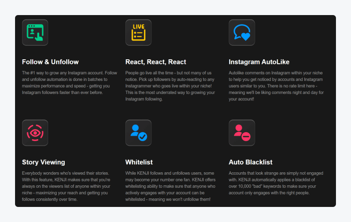 kenji instagram automation landing page image shows kenji instagram automation landing page screenshot
