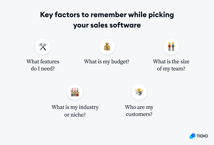 key factors to remember while picking sales software image shows key factors to remember while picking sales software