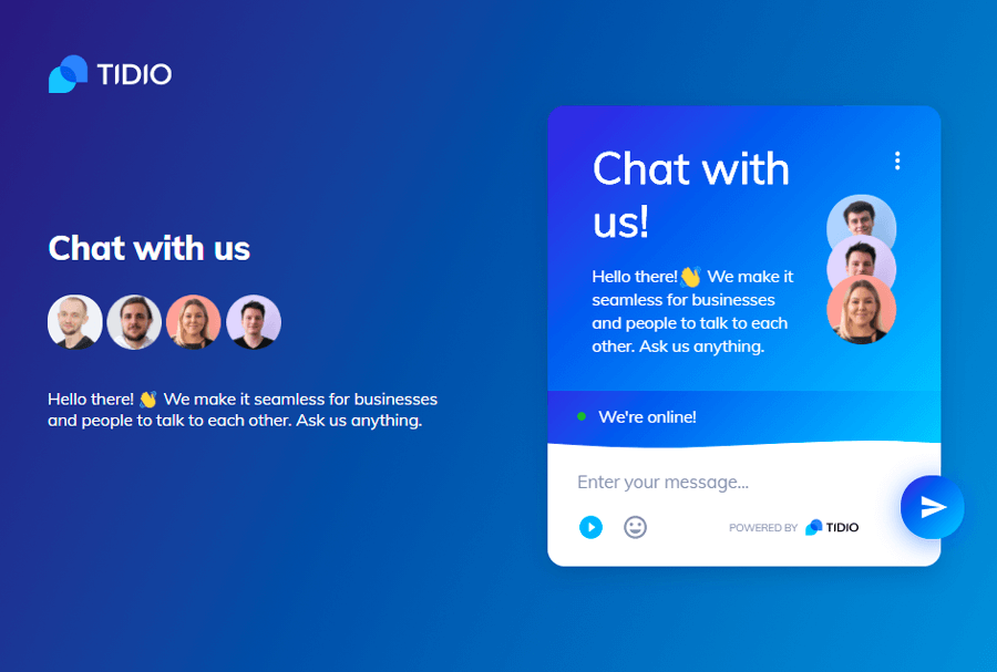 An example of a lead generation landing page with a live chat widget and chatbots