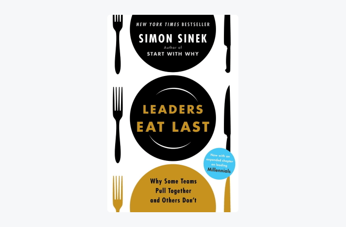 Leaders Eat Last by Simon Sinek book cover Leaders Eat Last by Simon Sinek book cover