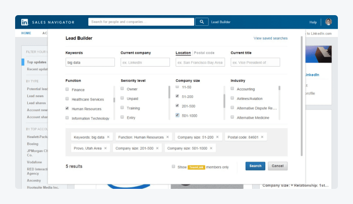 LinkedIn Sales Navigator lead builder LinkedIn Sales Navigator lead builder
