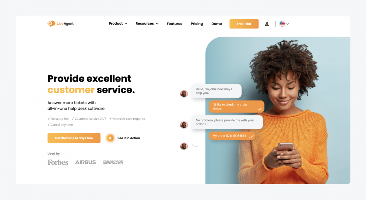 LiveAgent's homepage