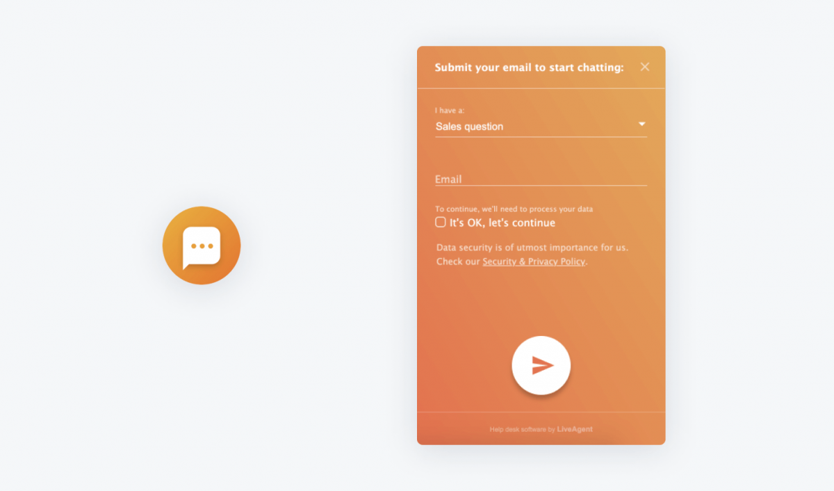 Chat widget de LiveAgent Widget e icono de chat LiveAgent
