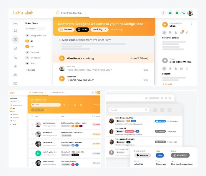 Live Agent's user panel image shows Live Agent's user panel