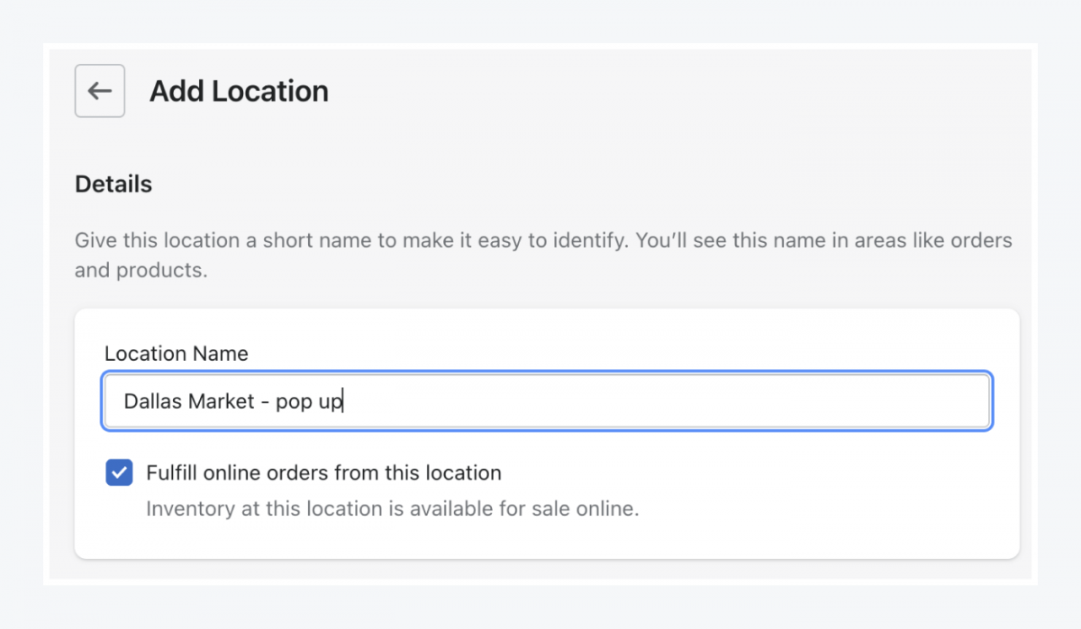 How to add location in Shopify