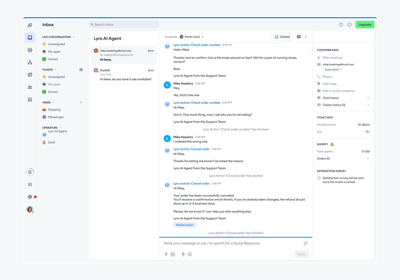Lyro AI works for email