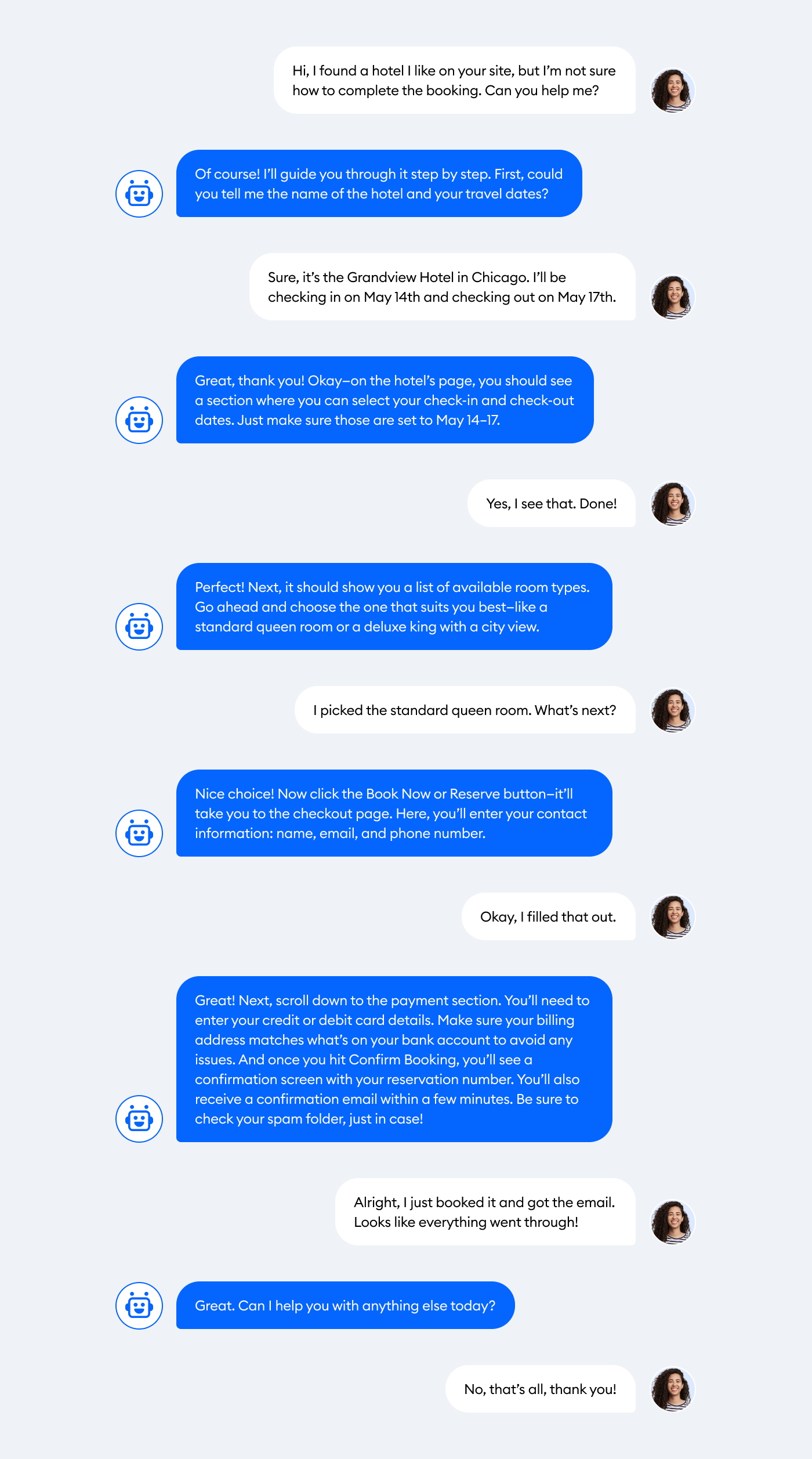 Lyro AI guides users through the booking process