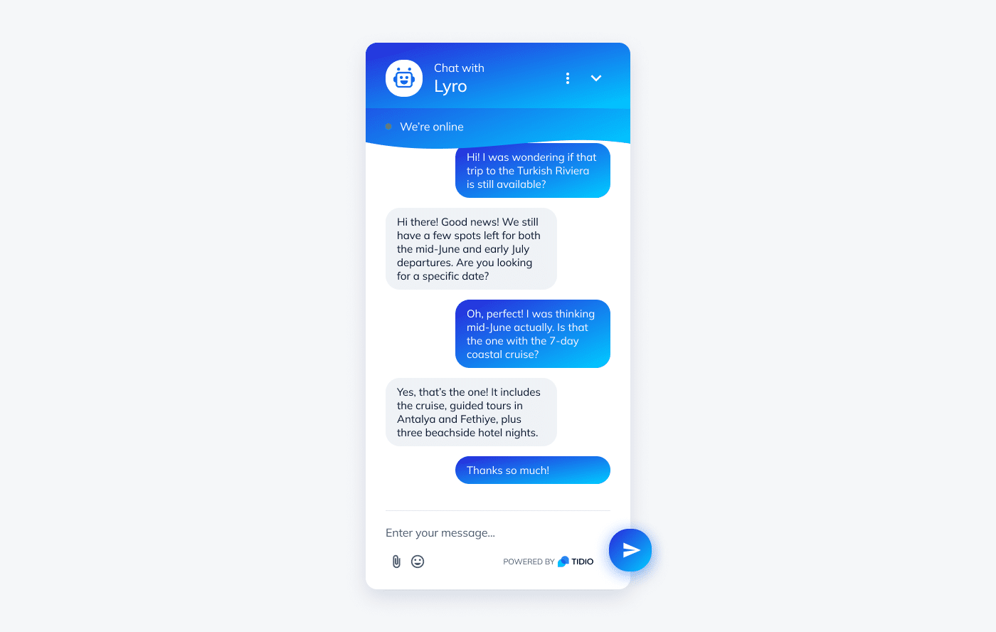 Lyro AI for travel assistance