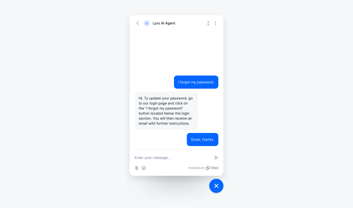 Lyro conversation - password update