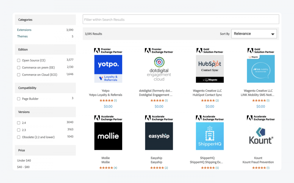 Magento app store page