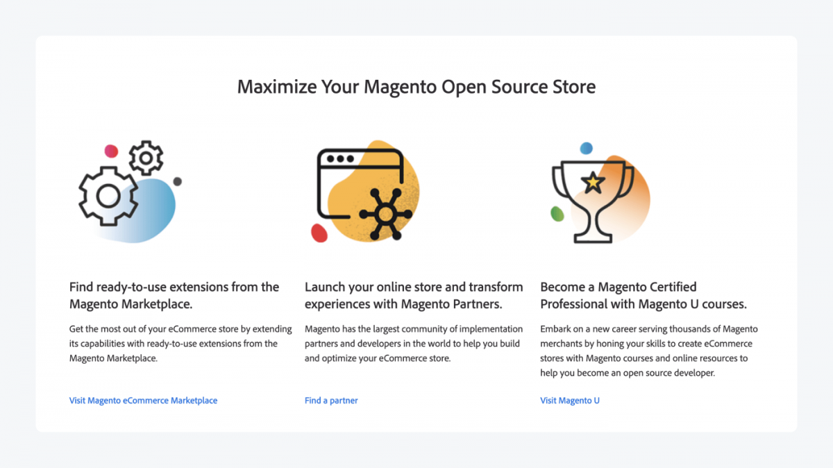 Magento open source store page