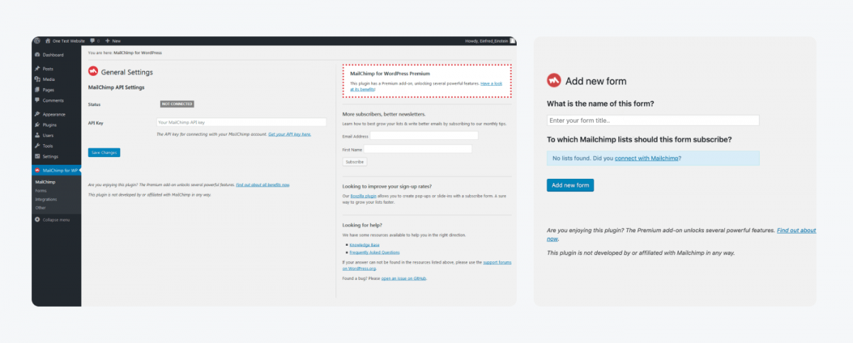 MC4WP Mailchimp settings in wordpress