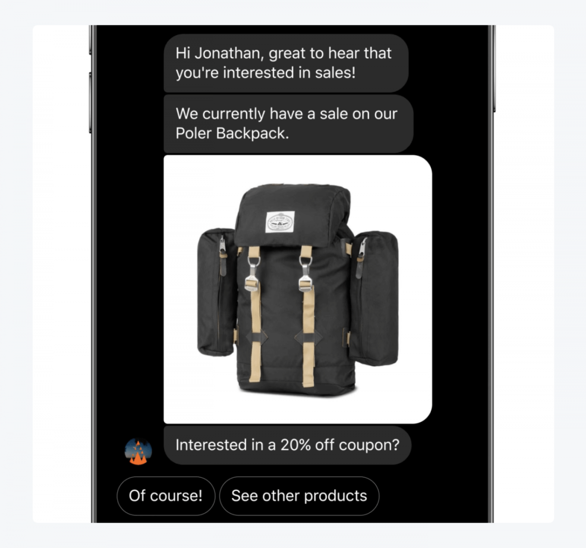 Chatbot example from Manychat