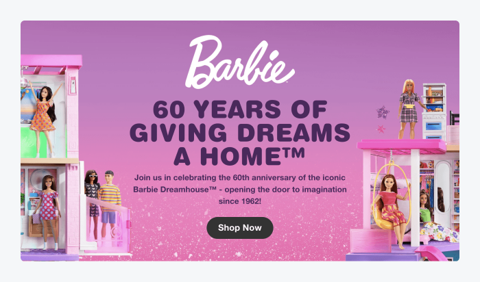 mattel ejemplo tienda shopify Página de inicio de Barbie de Mattel