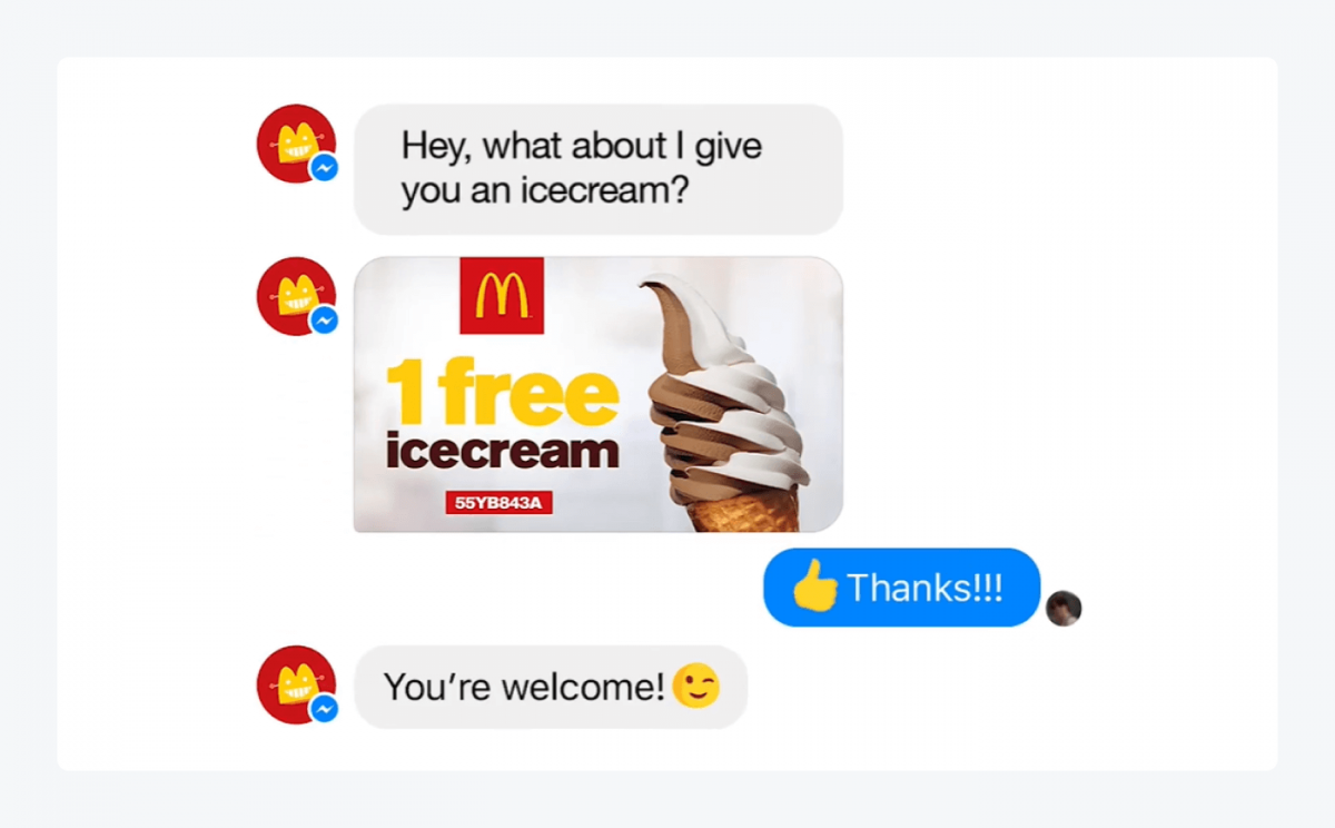 McDonald's Facebook bot chat
